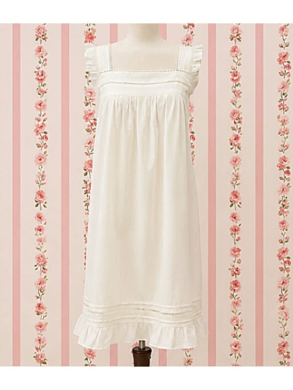 SoieRose 100% Cotton Victorian Nightgown Vintage Cottagecore Sleep Dress-SR1326